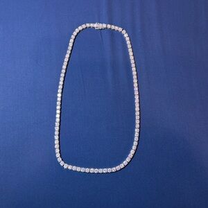 Moissanite Flawless Tennis Chain Necklace 20 Inch 5mm Stone Silver Plated